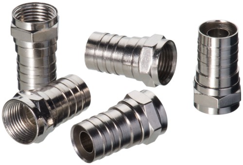 F Hex Crimp Connectors, RG-6 Quad, Card of 10