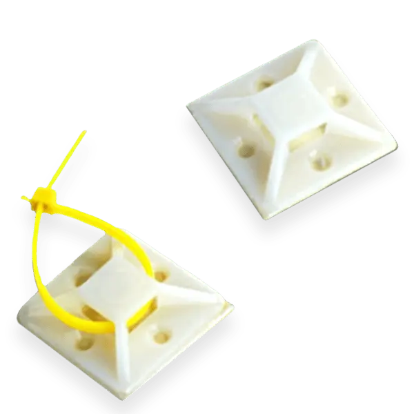 Cable Tie Mount 4-Way Adhesive 1" White (100pcs)