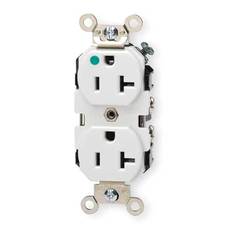 [8300-W] 20 Amp 125 V Hospital Grade Duplex Outlet/Receptacle, White 8300-W