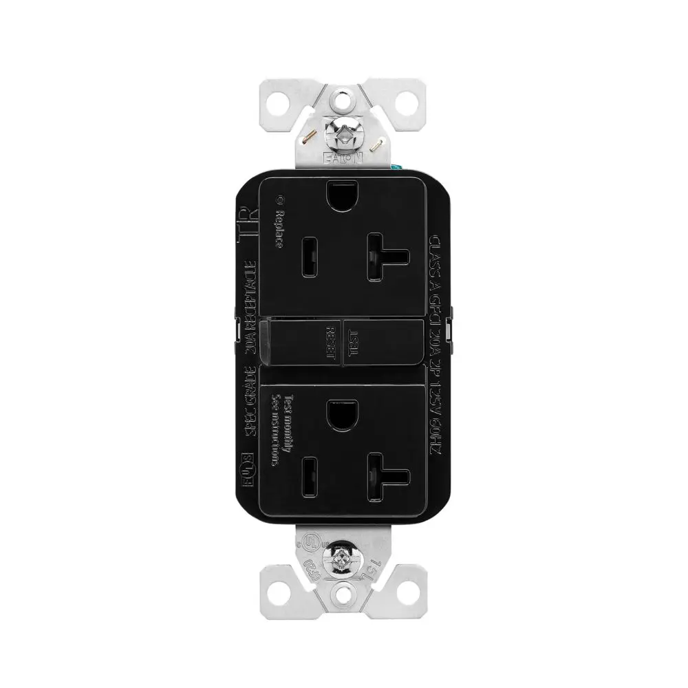[TRGF20BK] Eaton TRGF20BK 20A 125-volt Tamper Resistant GFCI Residential Decorator Outlet , Black 