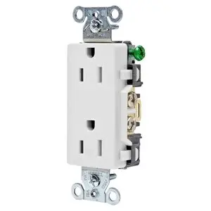 [DR15WHI] HUBBELL DR15WHI Straight Blade Decorator Straight Blade Duplex Receptacle 15 A, 5-15R White