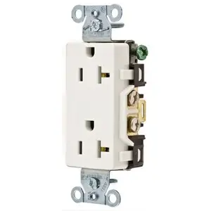 [DR20WHI] Receptacle, decorator duplex, white, 5-20R, 20 A, 125V AC, 2 pole/3 wire, screw terminals