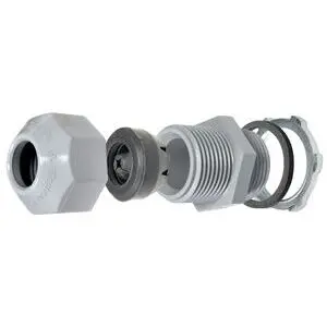 Strain Relief Connector PVC Rigid 1/2" w/locknut/0-ring