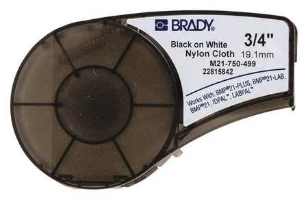 [M21-750-499] Brady Series Label Cartridge 0.75 in. W X 16 Ft. L B750 Nylon Cloth, Black on White Labels