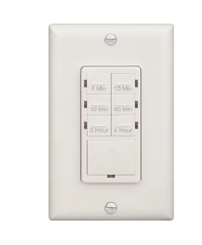 [HET06-R-W] White 4 Hour In-Wall Preset Timer Switch w/ Wall Plate