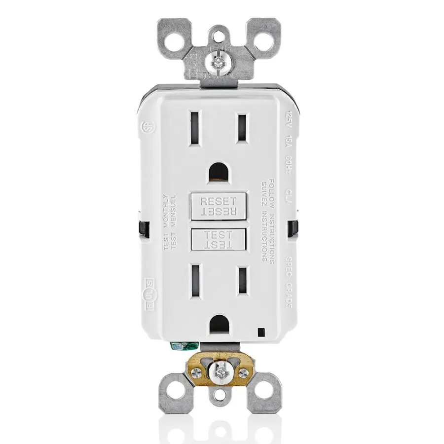 [GFTR1-WBK] GFTR1-WBK Self-Test Self-Grounding Tamper-Resistant GFCI Receptacle, 125 VAC, 15 A, 2 Poles, 3 Wires, White