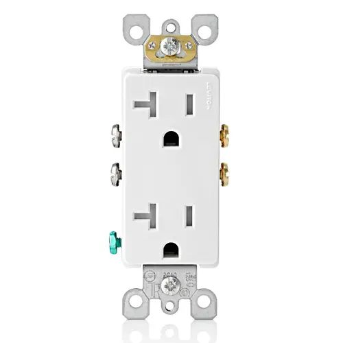 [T5825-W] Leviton Decora 20A-125V Tamper Resistant + SelF-Grounding,No Quickwire