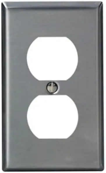 [84003-40] Leviton 1-Gang Duplex Receptacle Wallplate, Standard Size, 84003-40, Stainless Steel 