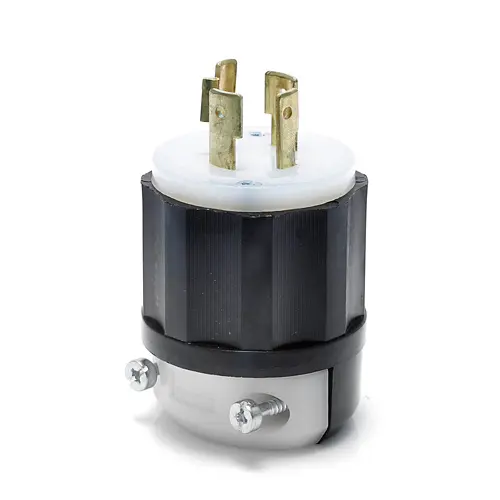 Leviton Locking Plug, 20 Amp, 125/250 Volt, Industrial Grade, Black & White