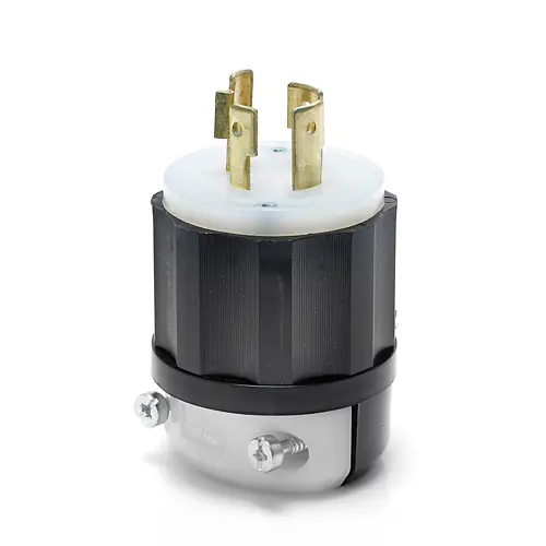 Leviton 20 Amp, 250 Volt 3-Phase, NEMA L15-20P, 3P, 4W, Locking Plug, Industrial Grade, Grounding, 2421, Black-White