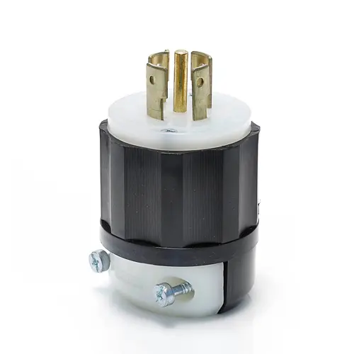 Locking Plug, 20 Amp, 120/208 Volt, Industrial Grade, Black & White