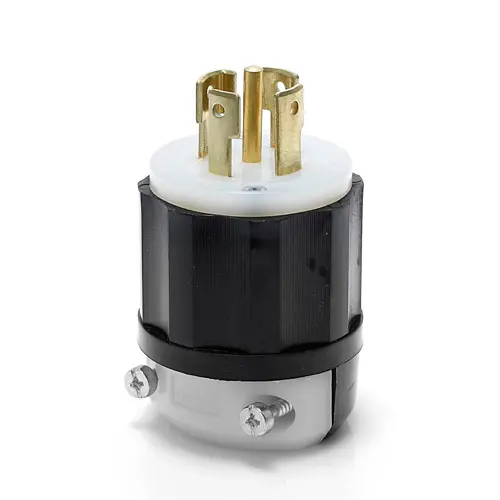 Locking Plug, 30 Amp, 277/480 Volt, Industrial Grade, Black & White