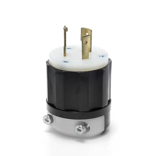 Locking Plug, 20 Amp, 347 Volt, Industrial Grade, Black & White