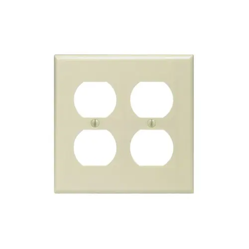 [86016] Leviton® 86016 Standard Size Wallplate, 2 Gangs, 4.5 in H x 4.56 in W, Thermoset, Ivory
