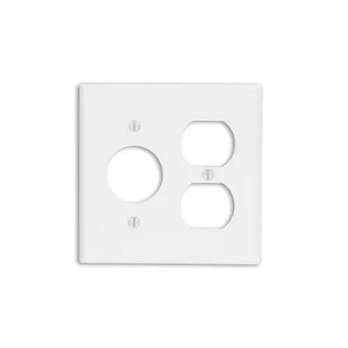 [86046] Leviton 86046 2-Gang 1-Duplex 1-Single 1.406-Inch Diameter, Device Combination Wallplate, Device Mount, Ivory