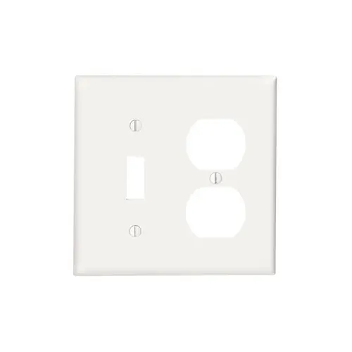 [88005] Leviton 2-Gang Combination, 1-Toggle 1-Duplex Wallplate, Standard Size, Thermoset, White 88005