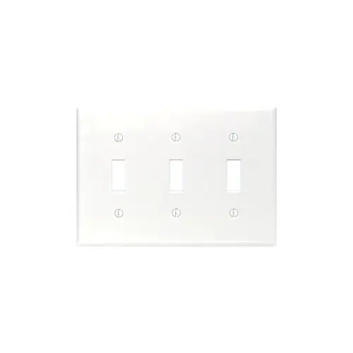 [88011] Leviton 3-Gang Toggle Switch Wallplate, Standard Size, Thermoset, White