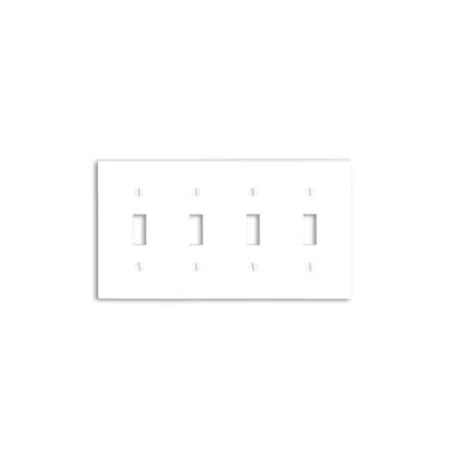 [88012] 4-Gang Toggle Switch Wallplate, Standard Size, Thermoset, White