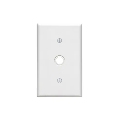 [88018] Leviton 1-Gang .406 Inch Cable Wallplate, Standard Size, Thermoset, White