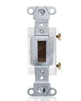 [18201-B] LEVITON 18201-B Toggle Switch Single Pole Toggle AC Switch 15 A, 347 VAC, Back and Side Wired