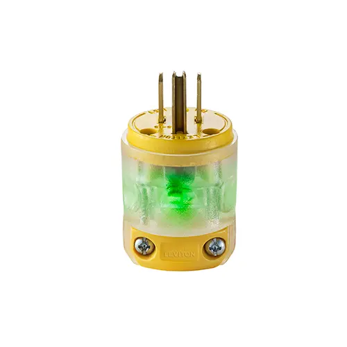 Leviton 15 Amp, 125 Volt, NEMA 5-15P, 2-Pole, 3-Wire Plug, Straight Blade, Rubber, Lighted