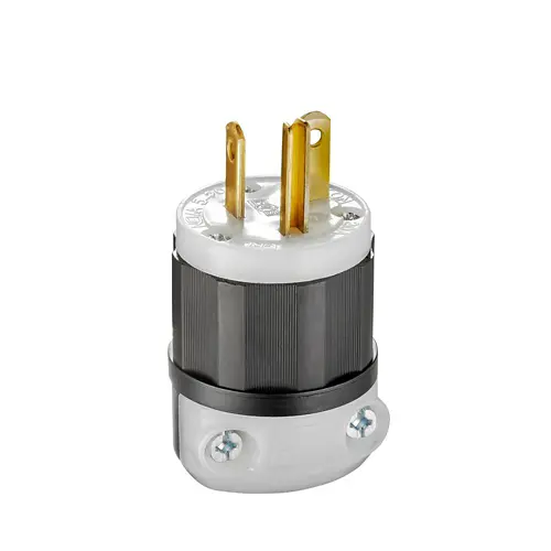 Leviton Straight Blade Plug, 20 Amp, 125 Volt, Industrial Grade - Black & White