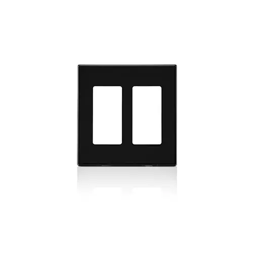 [80309-SE] Leviton 2-Gang Decora Plus Screwless Wallplate Polycarbonate, Black 80309-SE