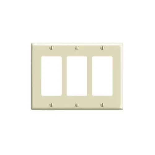 [80411-I] Leviton 3-Gang Decora/GFCI Device Wallplate, Standard Size, Thermoset, Ivory