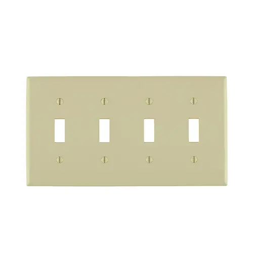 [80712-I] Leviton 4-Gang Toggle Switch Wallplate, Standard Size, Thermoplastic Nylon, Ivory