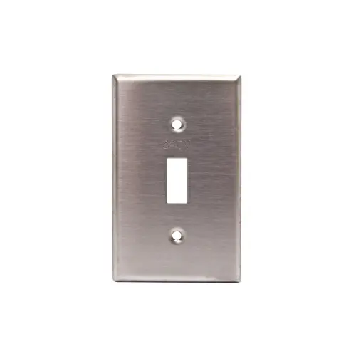 [84001-C] Leviton 84001-C 1 Gang Toggle Device Switch Wallplate for 347V Applications, 430 Stainless Steel, Device Mount - Stainless Steel