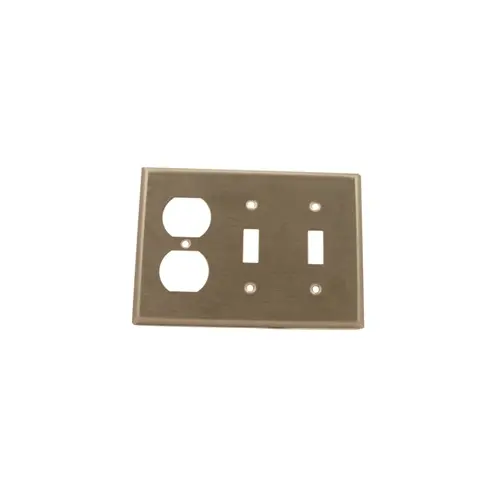 [84021-40] Leviton 3-Gang Toggle/Duplex Device Combination Wallplate, Standard Size, Non-Magnetic Stainless Steel 84021-40