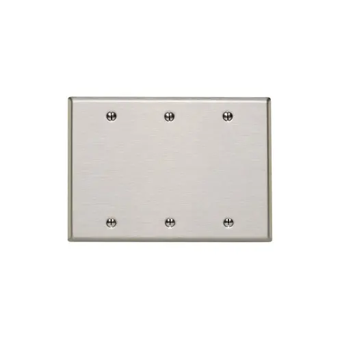 [84033-40] Leviton 3-Gang Blank Device Wallplate, Standard Size, Non-Magnetic Stainless Steel