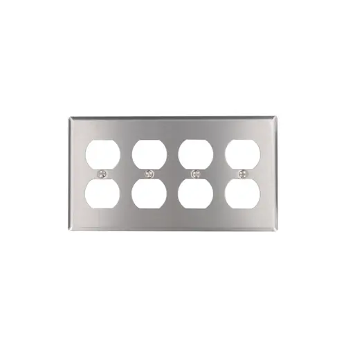 [84041-40] 4-Gang Duplex Wallplate, Standard Size, Non-Magnetic Stainless Steel, Satin Finish