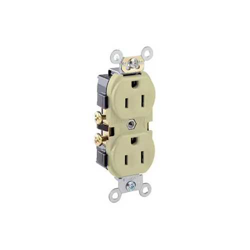 15 Amp Duplex Receptacle/Outlet, Commercial Grade, Self-Grounding