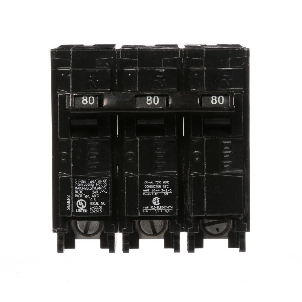 [Q380] Siemens Q380 80 Amp 3-Pole Type QP Plug-in Circuit Breaker