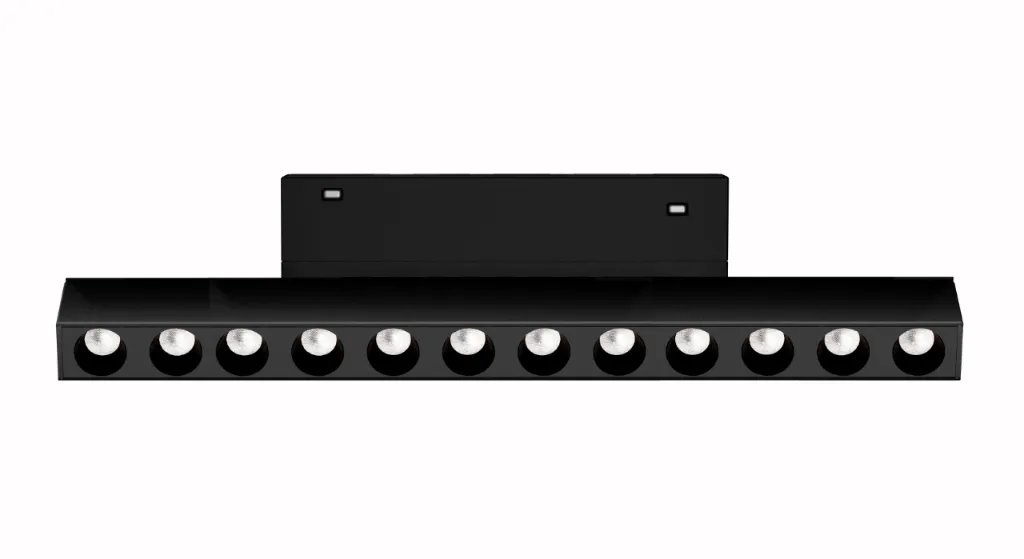 [HB-ZGS265-12H] 24V Magnetic Track 12W Folding Grille Light 3000K Aluminum Black Finish