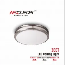 [NX-FMDR14-26W] Nexleds NX-FMDR14-26W, 14'' Double Ring LED Ceiling Light, 120VAC, 26W, 1850 Lumens, 3CCT Adjustable, Dimmable