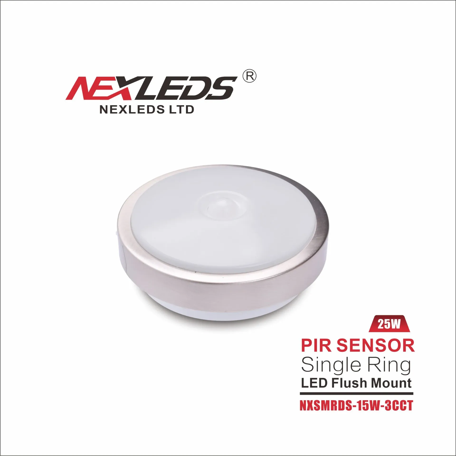 [NX-SMRDS-15W-3CCT] Nexleds PIR Sensor Single Ring LED Flush Mount | Color Temperature Changeable