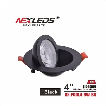 [NX-FGDL4-9W-WH NX-FGDL4-9W-BK] Nexleds 4" Floating Gimbal  dimmable AND wet location