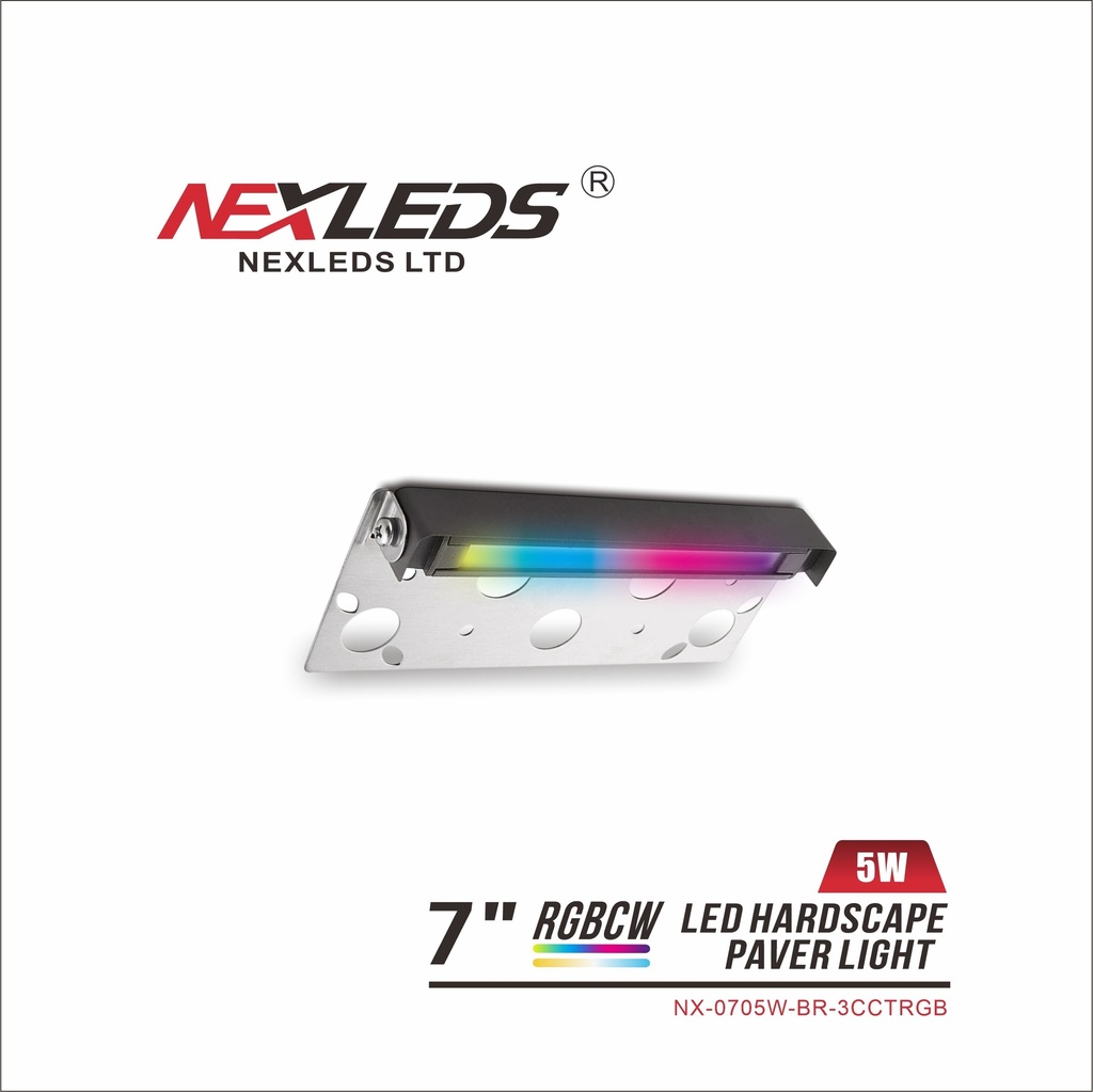 Nexleds NX-0705W-BR-3CCTRGB, 7" RGBCW LED Hardscape Paver Light, 12-24VAC/DC, 5W, 200 Lumens, 3CCT, Bronze