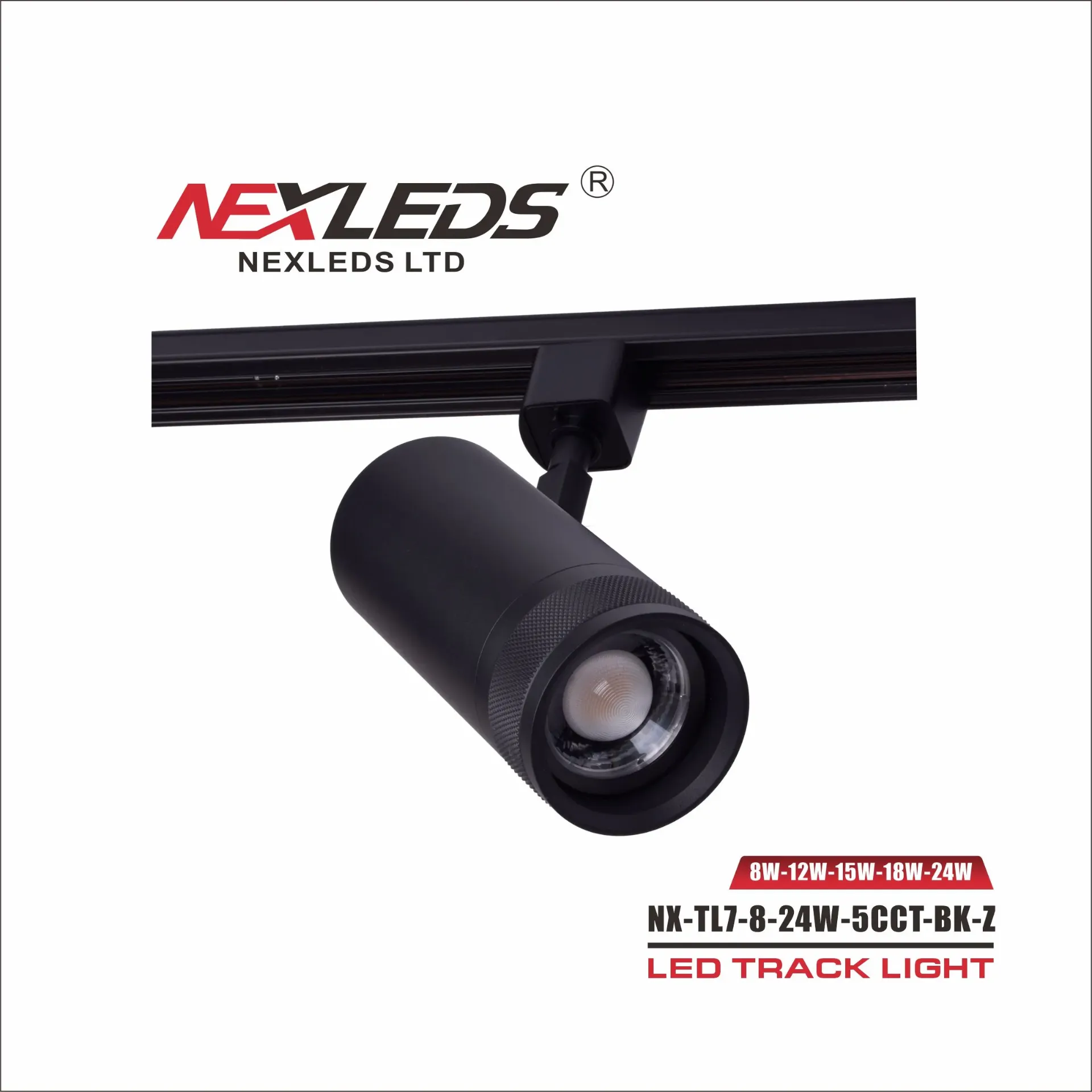 [NX-TL7-8-24W-5CCT-BK-Z] Nexelds NX-TL7-8-24W-5CCT-BK-Z 24W LED Track Light Black