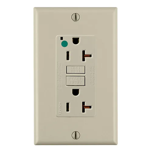 Leviton 20A-125V Extra-Heavy Duty Hospital Grade Non-Tamper-Resistant Duplex Self-Test GFCI Receptacle, GFNT2-HGI, Ivory
