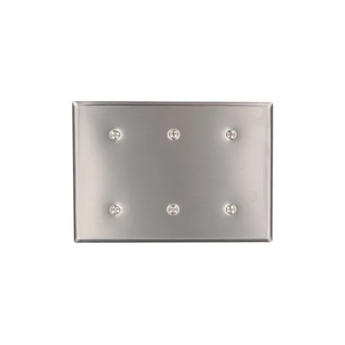 [84035-40] 3-Gang Blank Device Wallplate, Standard Size, Non-Magnetic Stainless Steel