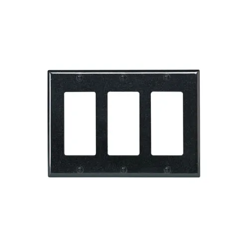 [80411-E] Leviton 3-Gang Decora/GFCI Device Wallplate, Standard Size, Thermoset, Black 80411-E