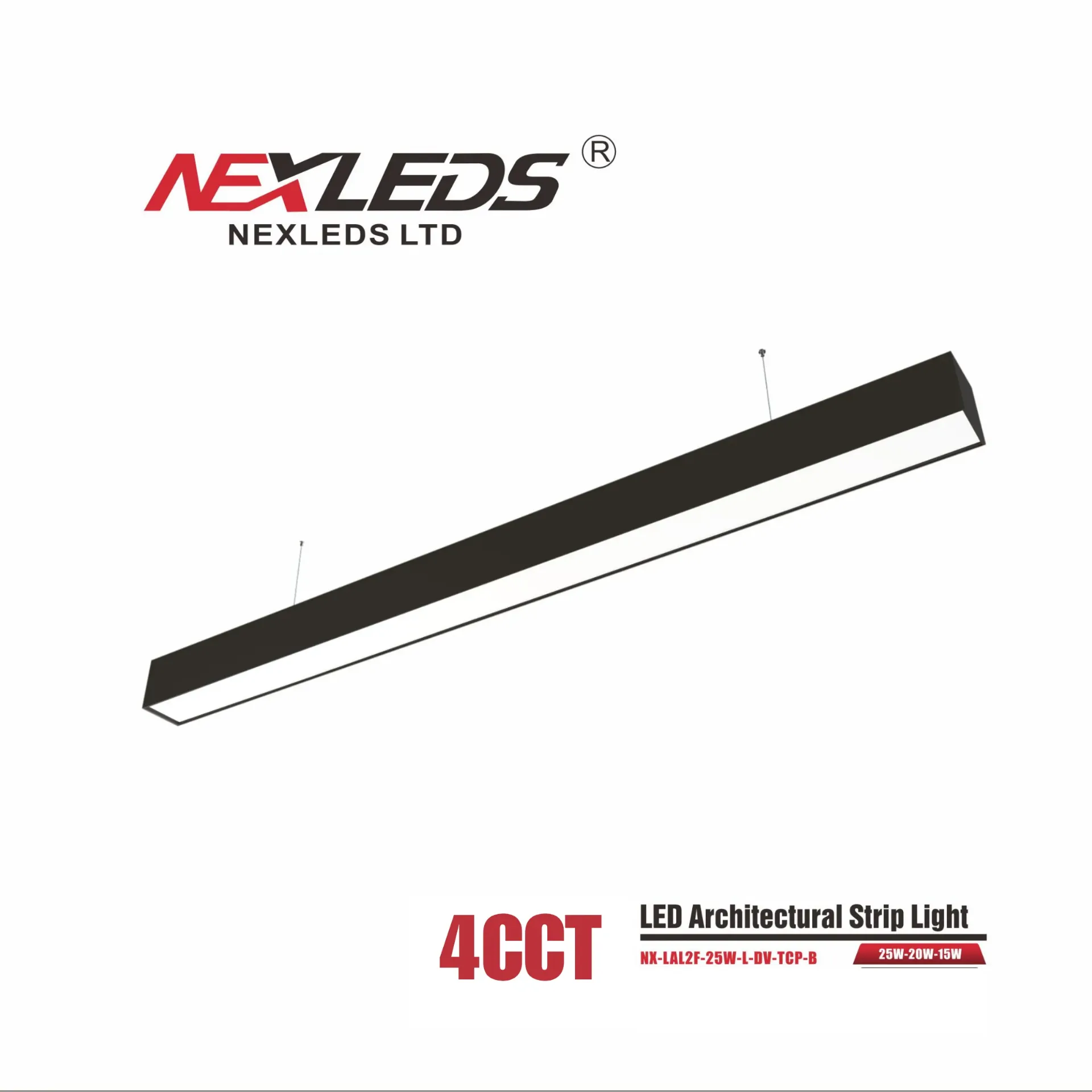 [NX-LAL2F-50W-L-DV-TCP-B] Nexleds 2' LED Architectural Linear Light Wattage and CCT Selectable (Black)