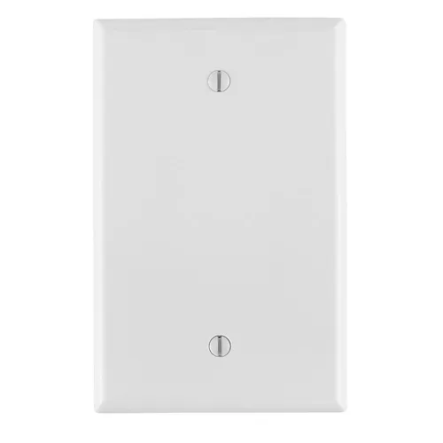 [PJ13-W] Leviton 1-Gang Blank Wallplate, Midway Size, Thermoplastic Nylon, White