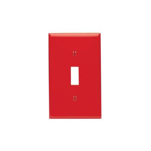 [80701-R] Leviton 1-Gang Toggle Switch Wallplate, Standard Size, Thermoplastic Nylon, Red