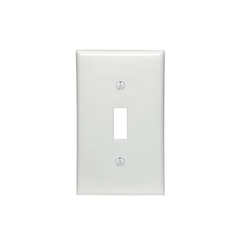 [80701-W] Leviton 1-Gang Toggle Switch Wallplate, Standard Size, Thermoplastic Nylon, White