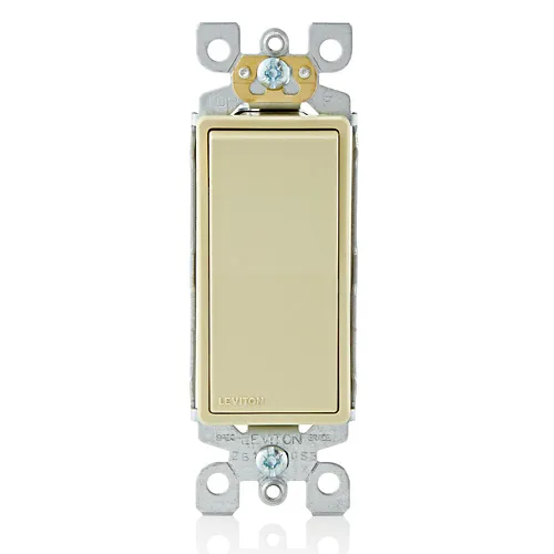 [5601-P2I] Leviton 15 Amp Decora Single-Pole Switch, Self-Grounding, Ivory 5601-P2I