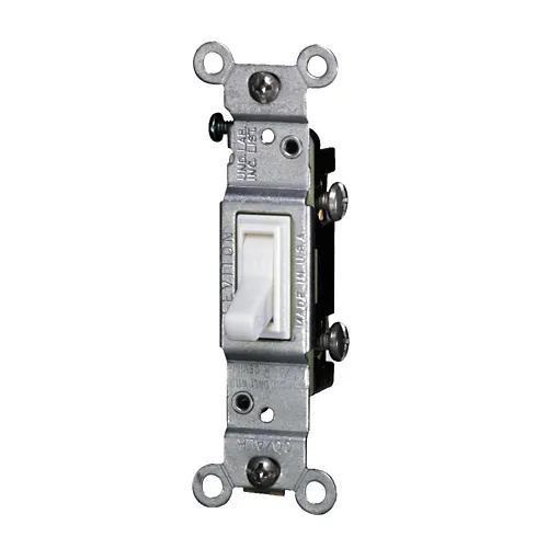 [2651-2W] Leviton 15 Amp Single-Pole Toggle CO/ALR Switch, Grounding, White 2651-2W